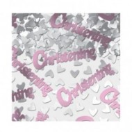 Pink Baby Girl Christening Table Confetti